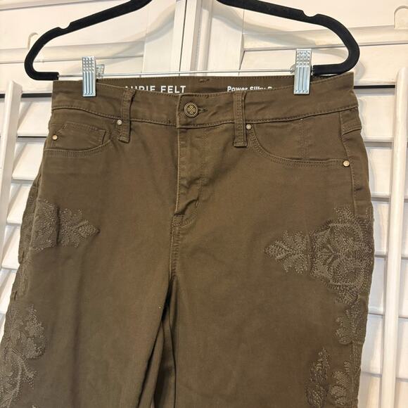 Laurie Felt‎ Olive Green Power Silky Bootcut Jeans Size Small - Picture 1 of 9